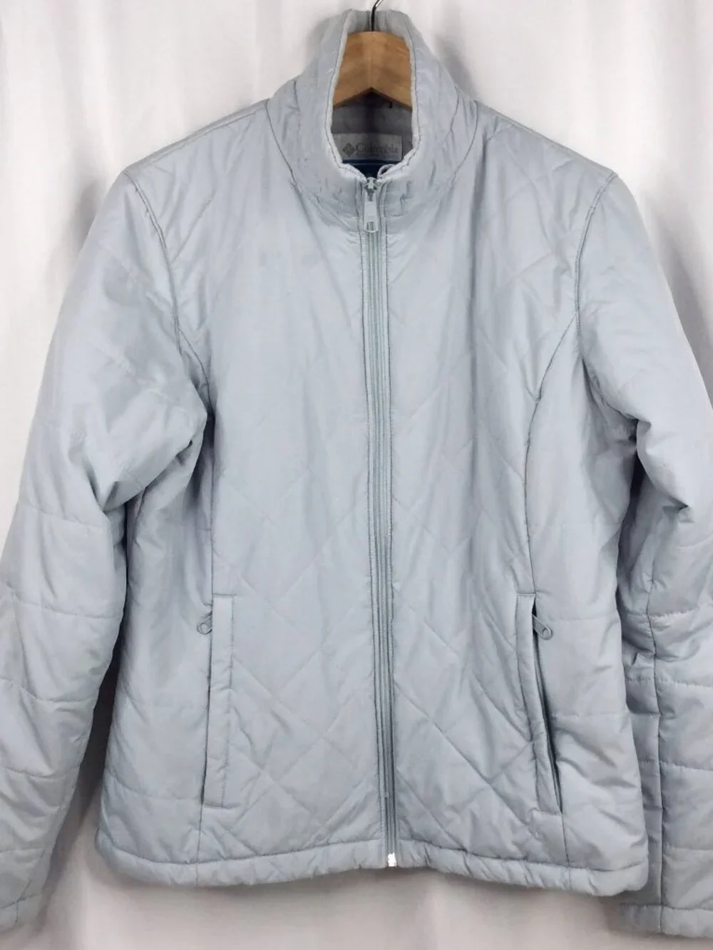 Columbia Quilted Puffer Jacket Womens Size Medium Gray Full Zip